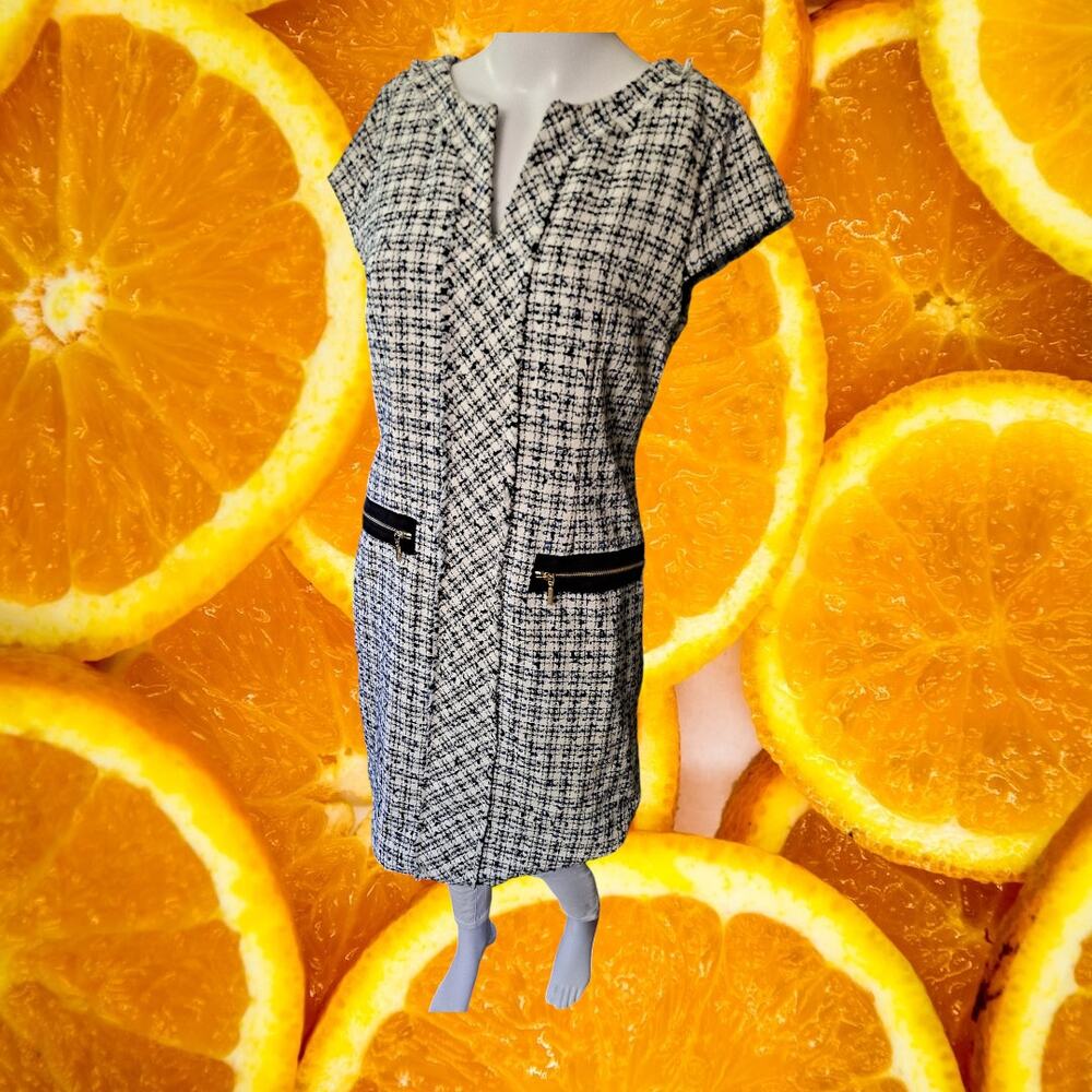 Karl Lagerfeld Paris Blue, Black White Sleeveless Check Mini Dress Size 8